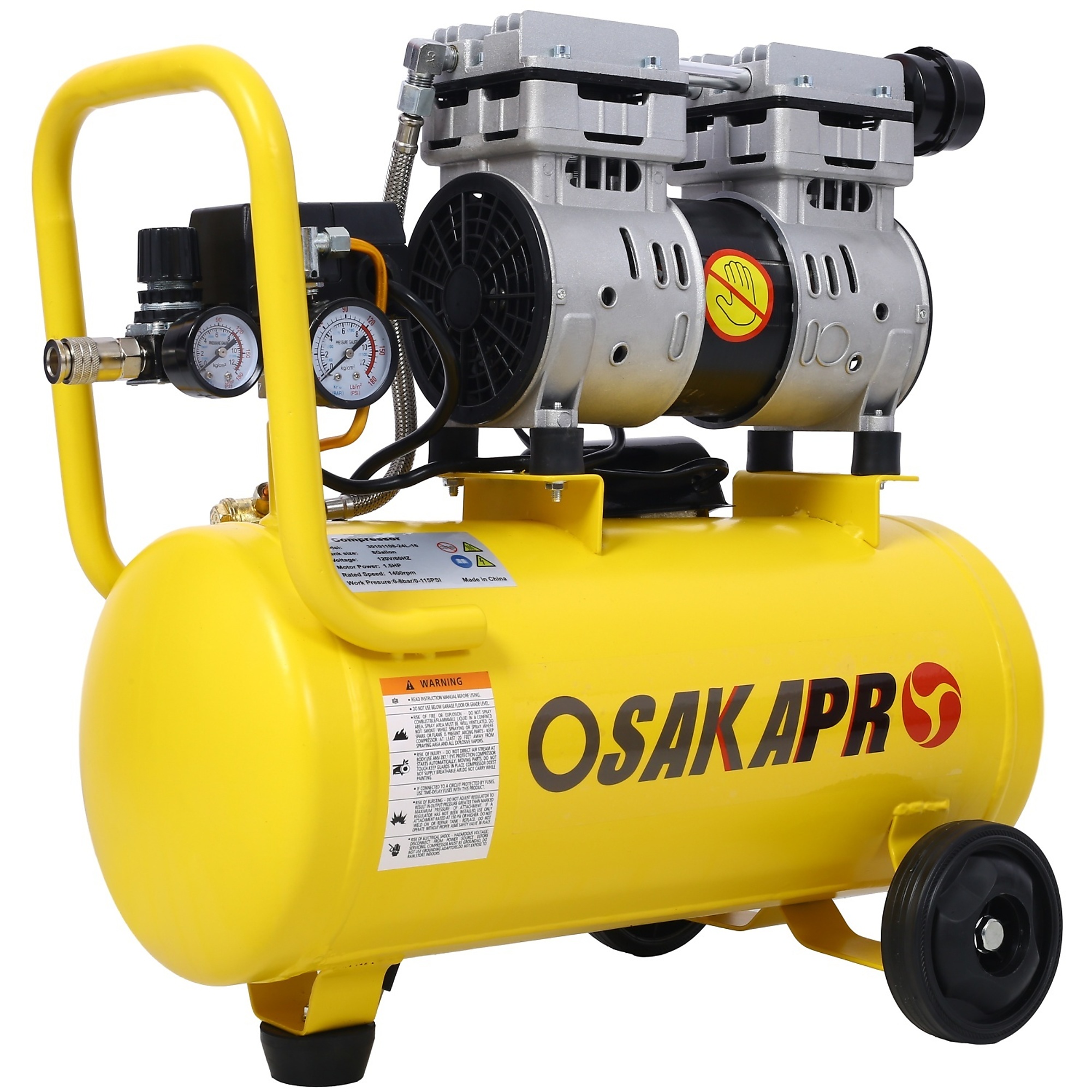 BlackTeck Portable Electric Air Compressor — 8-Gallon, 1.5 HP, 115 PSI, Oil-Free, Quiet Operation, Model# N2-64404